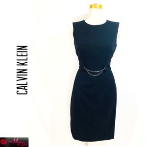 CALVIN KLEIN Sheath Dress with Silver Chain